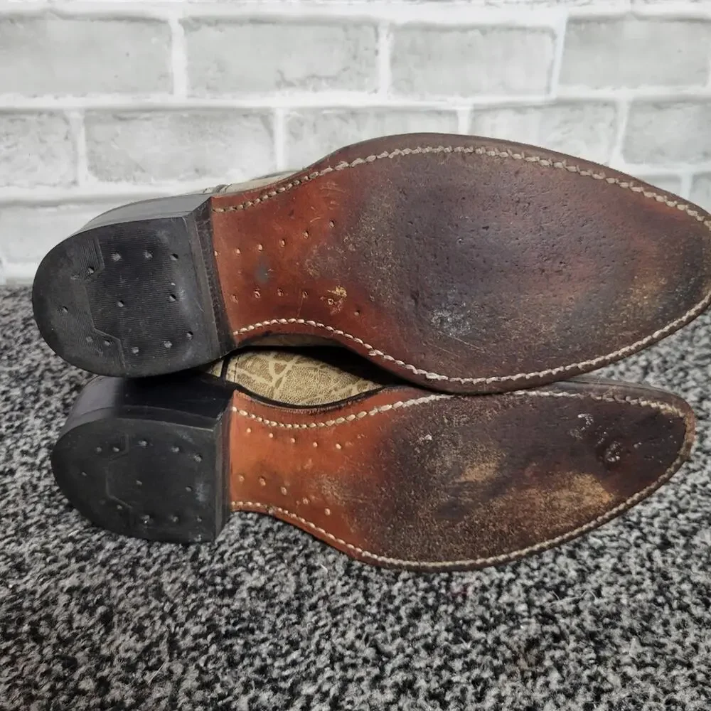 Double H Wingtip Tan & Brown Cowboy Boots, size 9D